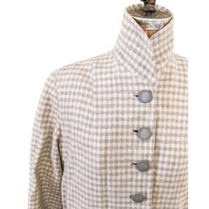 Vintage Cream & White Checkered Gingham Plaid Winter Peacoat Fifth Avenue
